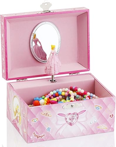 Miniatura 3 de Caja de joyería musical para niñas y joyas con lindo tema de princesa - Beautiful Dreamer Tune Pink