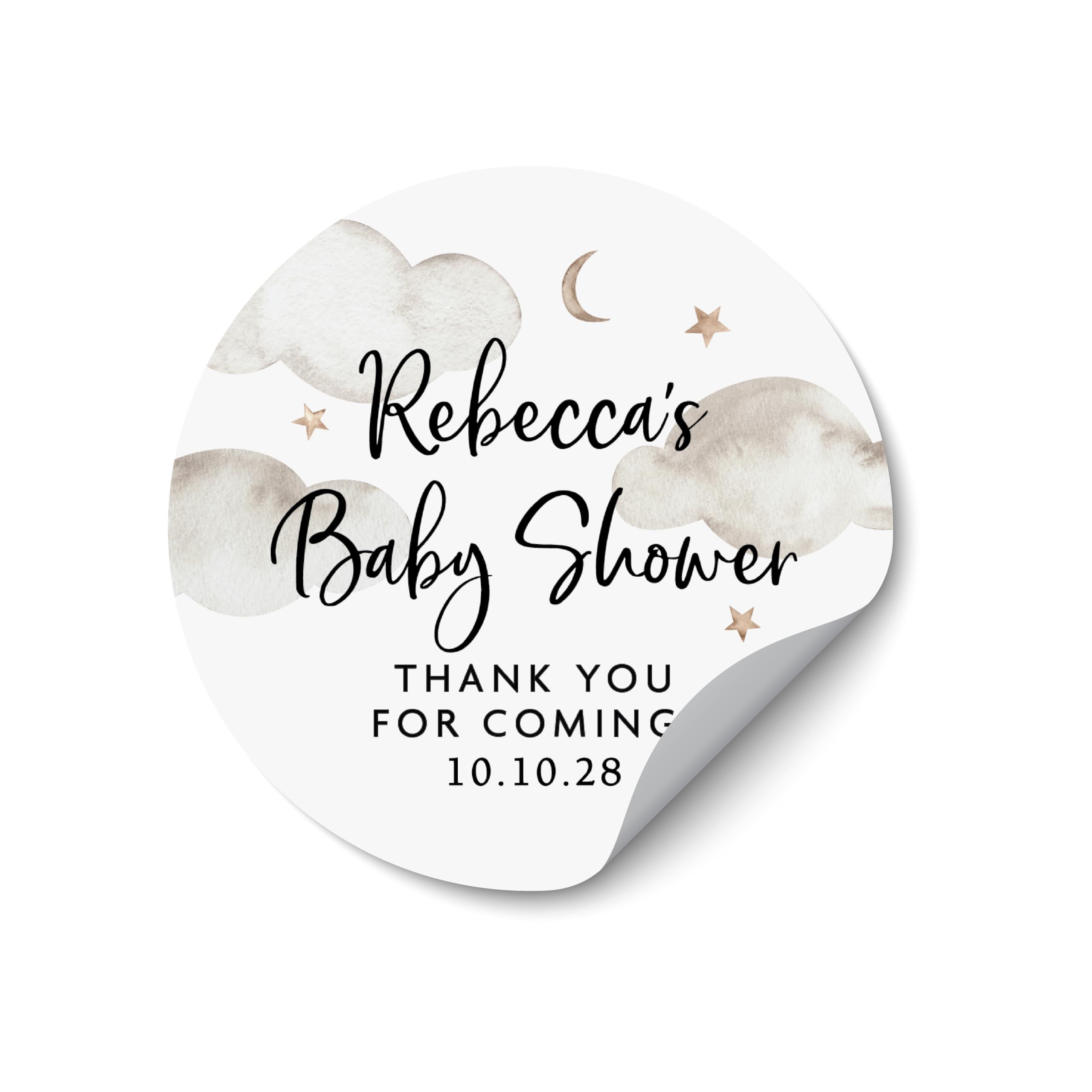 Neutral Baby Shower Stickers, Personalised Round Labels, Natural Theme Shower Decor, Gender Neutral Party Favour Stickers - BS31