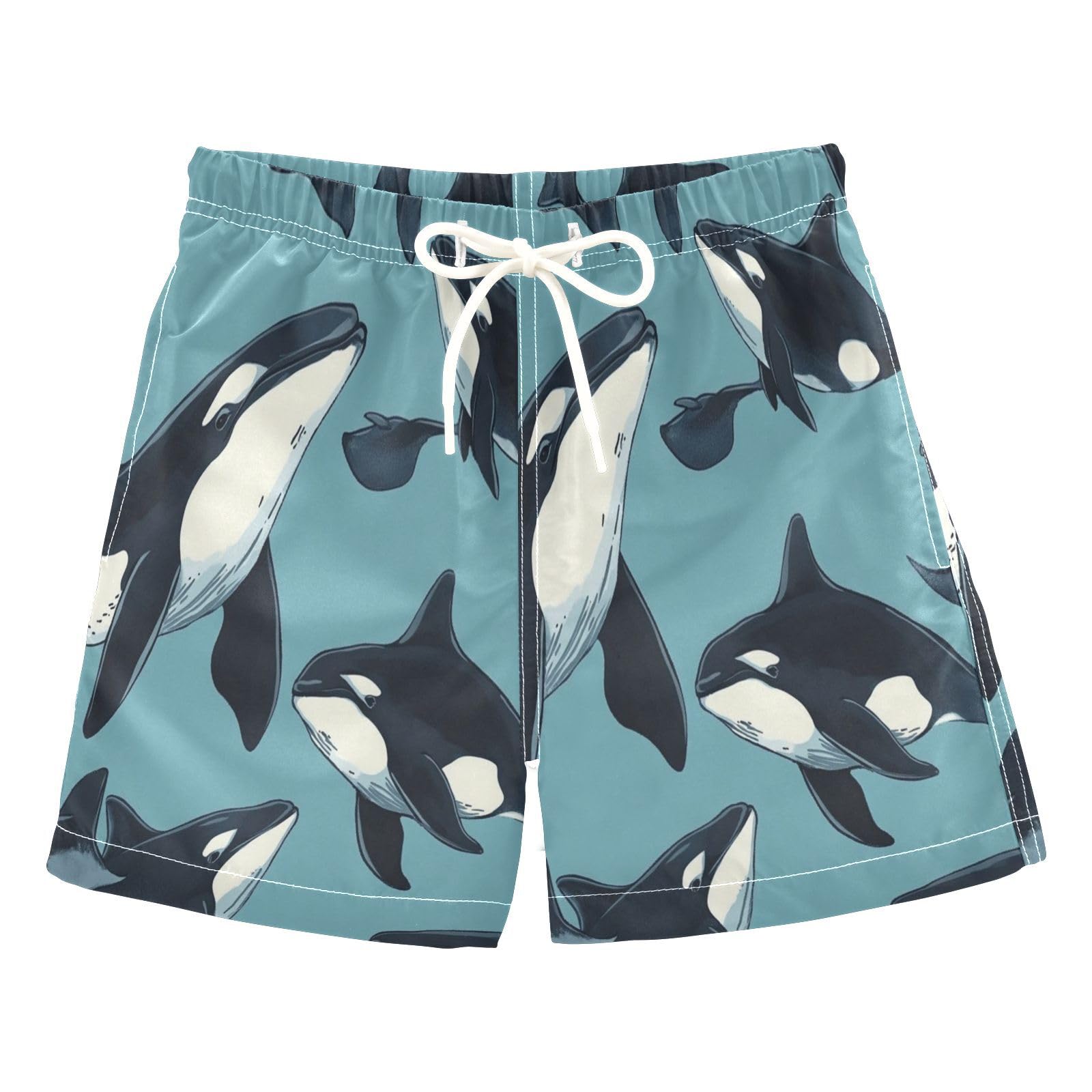 Boccsty Cartoon Killer Whale Boys Swim Trunks Summer Big Kids Beach Board Shorts Swimwear XL Multicoloured