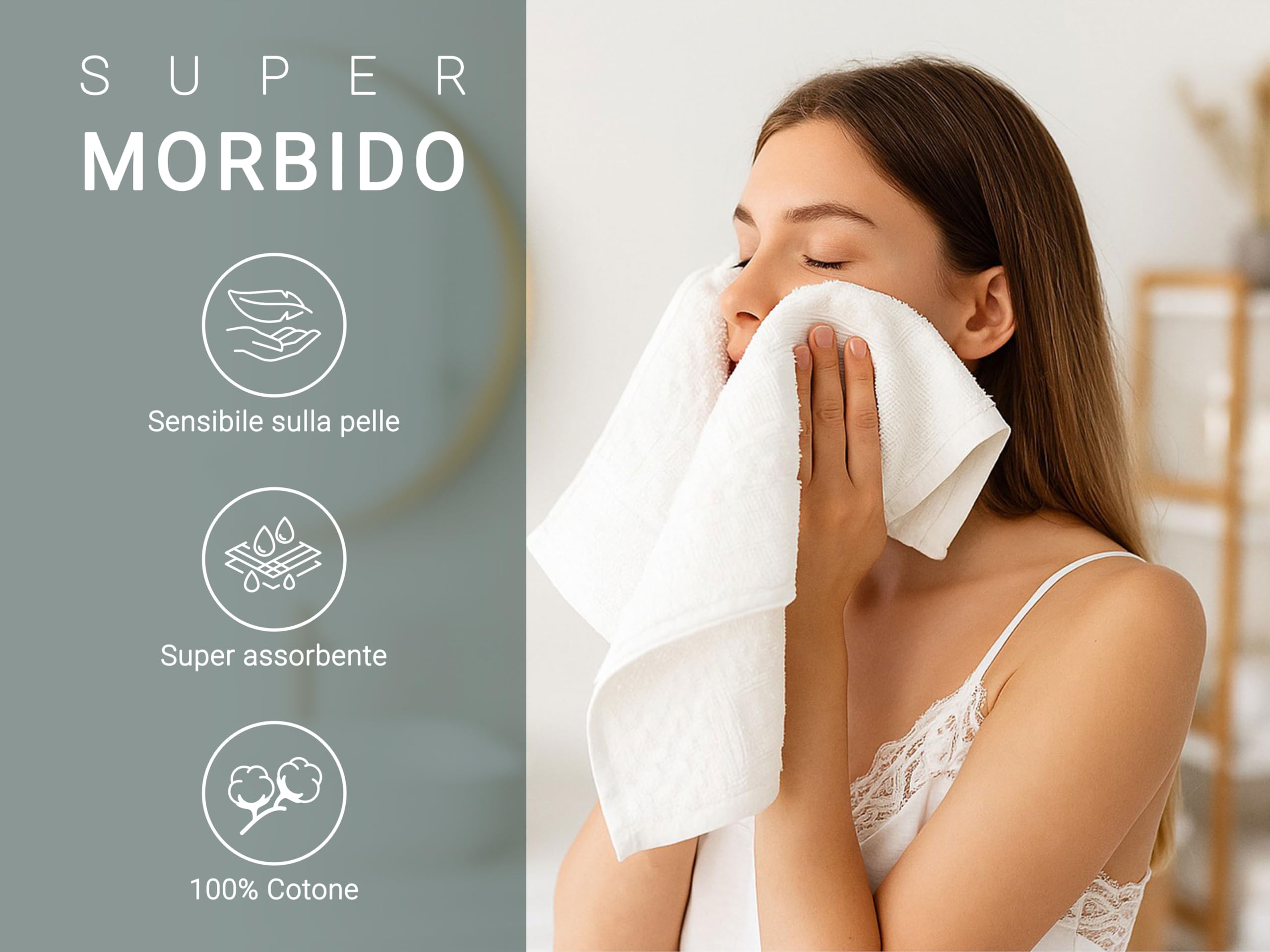 ZOLLNER 10 asciugamani per ospiti in 30x50 cm - Design in piquè bianco morbido e super assorbente - con gancetto - lavabile a 95°C - Cotone - Qualitá alberghiera- Certificato Oeko Tex®