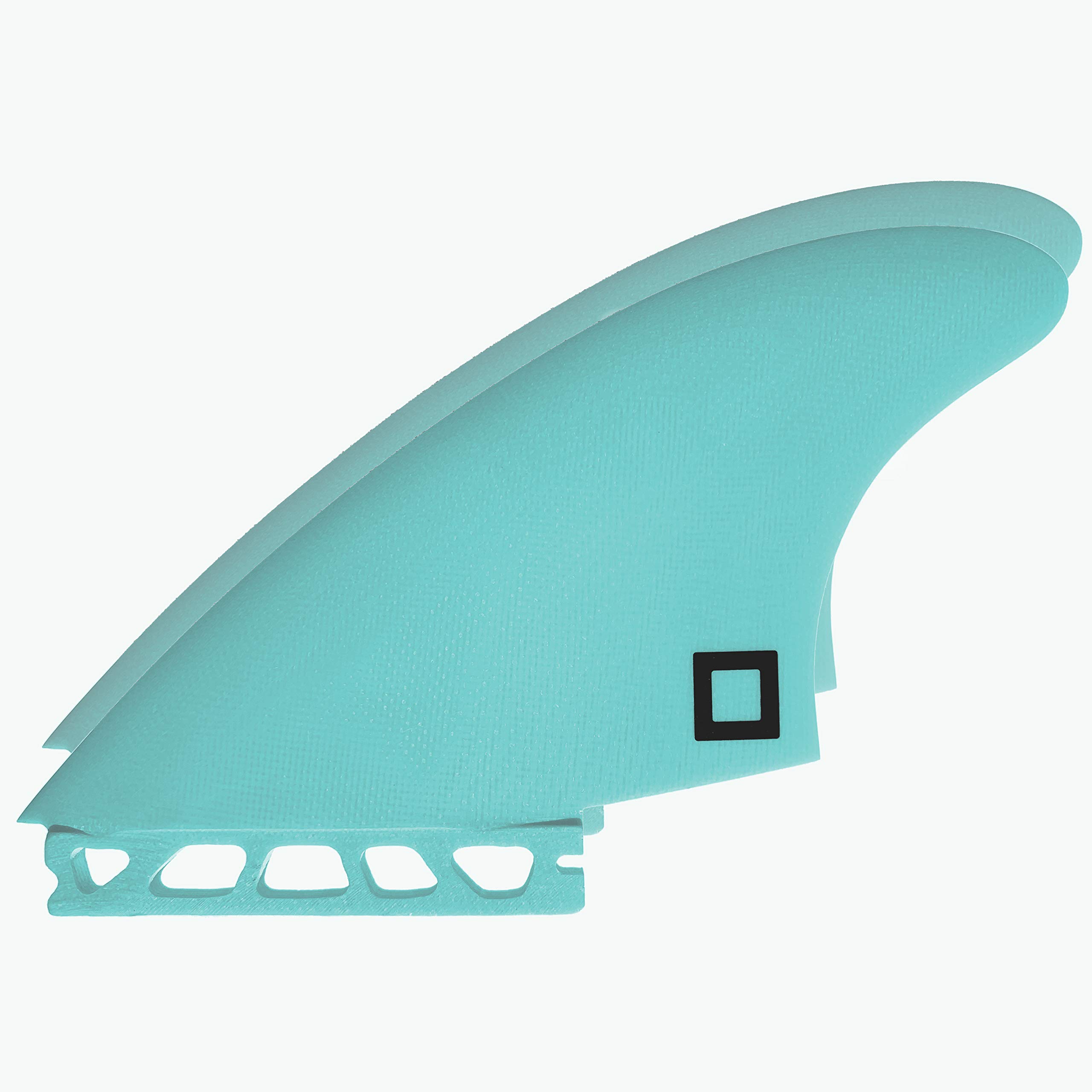 Surf SquaredTwin, Thruster or Quad Fin Set - Solid Fiberglass for Lightweight Durability & Top Performance - Compatible with Futures Single Tab Surfboards