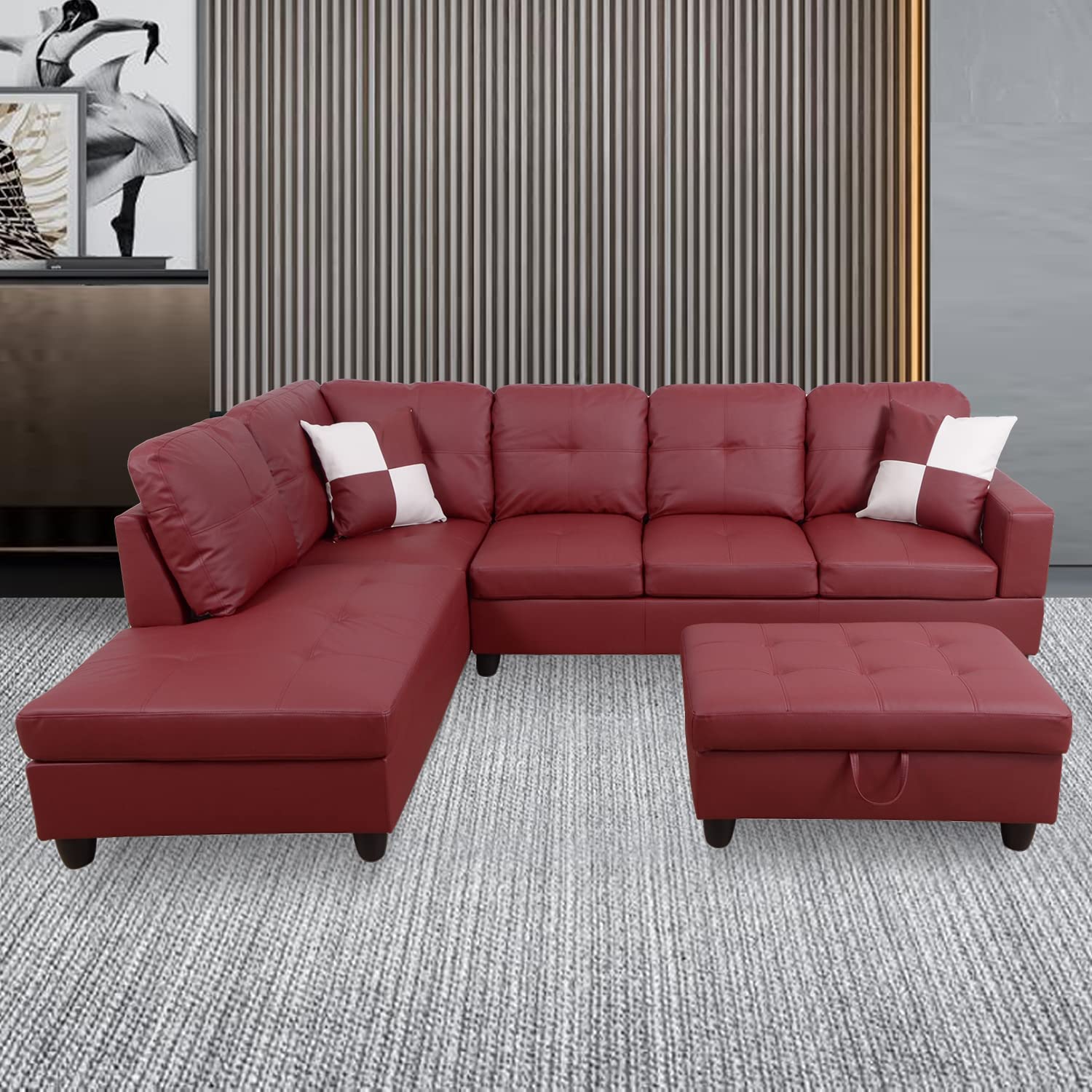 Amazon.com: Ponliving Furniture Modern L-Shaped Leather