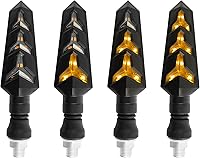 CXCCOI 4PCS Flowing Amber LED Motorcycle Turn Signals Kit - Universal M10 12V Blinker Lights for Motorbike Scooter Off-Road