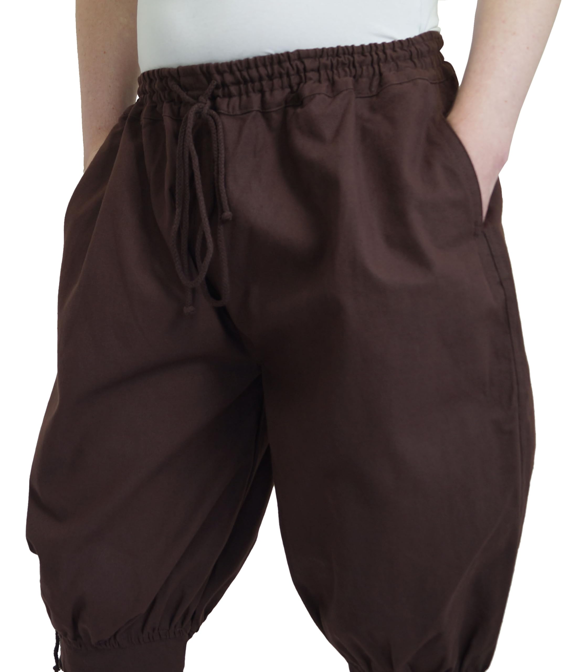 MAYLYNN Mittelalter Hose mit Taschen und Schnürung Wikinger Kelte, braun, Größe:XL