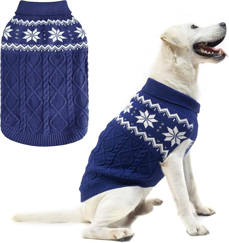 Suéter para Cães em Tricô de Acrílico com Abertura para Guia Azul ML SCIROKKO