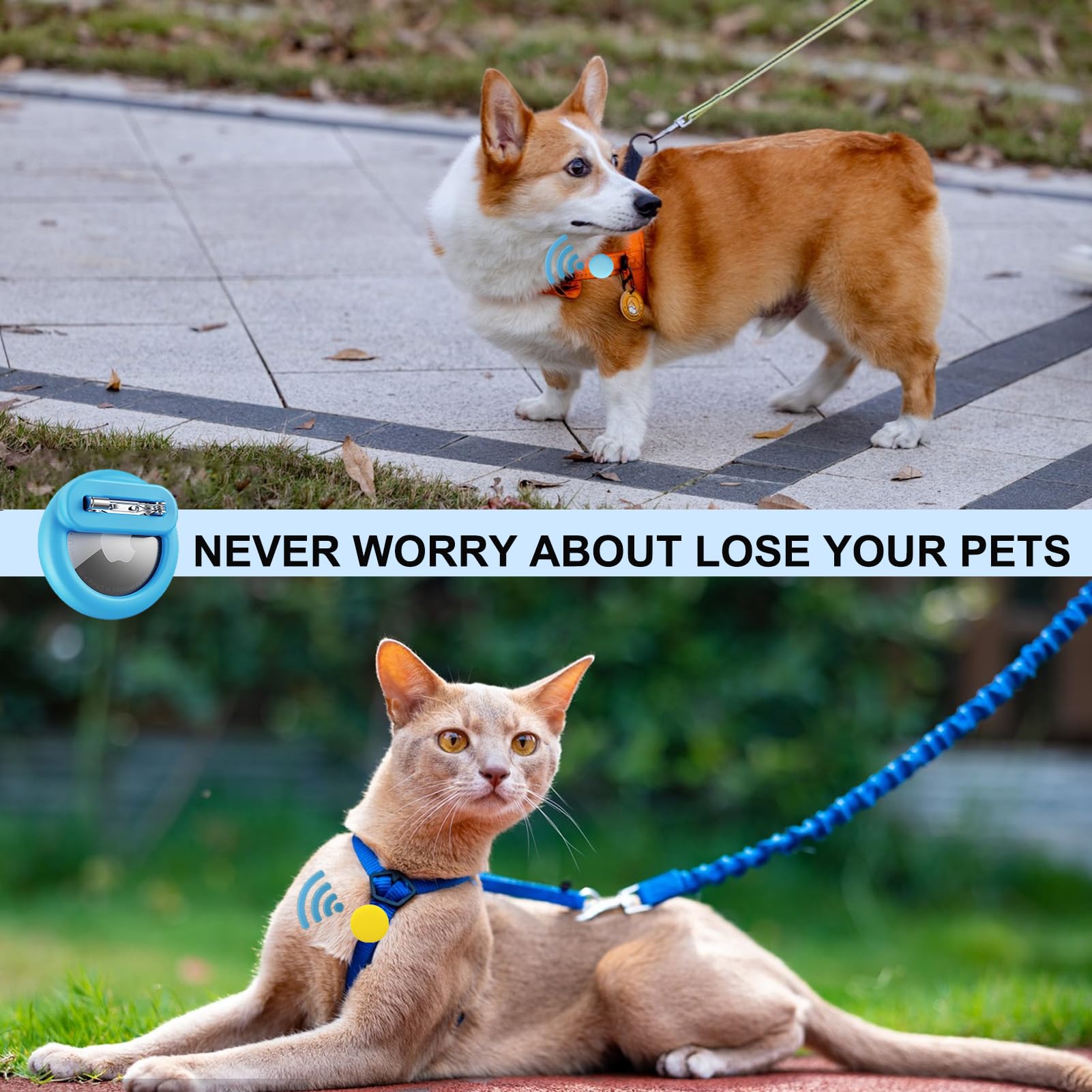 Dingfeiyu Airtag Holder Hidden, Custodia per localizzatore GPS nascosta, Custodia Airtag Nascosta con Spilla per bambini, anziani, animali domestici, zaini, bagagli (blu scuro) - 5