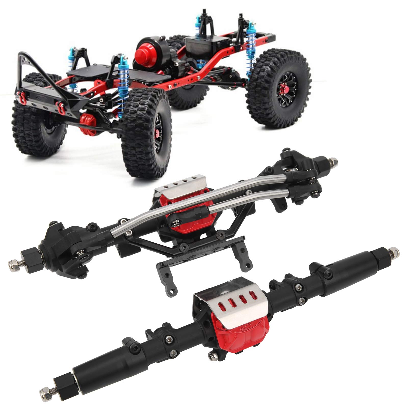 Parti di Aggiornamento Dell'asse Anteriore Posteriore in Metallo per Auto RC SCX10 II 90046, Ingranaggi in Acciaio Resistente, Migliorano le Prestazioni di Arrampicata Fuoristrada, Adatte per
