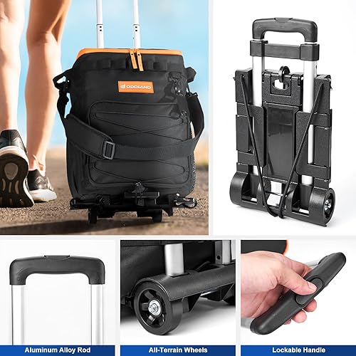 Miniatura 7 de Odoland Enfriador suave de 4872 latas con ruedas y asa, hielera plegable con ruedas para playa, camping, viajes y picnic