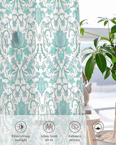Miniatura 4 de Cortinas traslúcidas color verde azulado de 84 pulgadas de largo, juego de 2 paneles de cortinas para cocina, dormitorio, sala de estar, pasillo