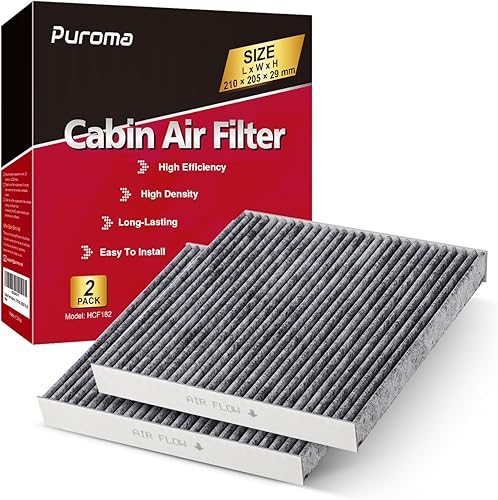 Puroma Paquete de 2 filtros de aire de cabina con capa de carbón activado de repuesto para CP182, CF11182, Honda Civic, Clarity, CR-V, CR-Z, HR-V