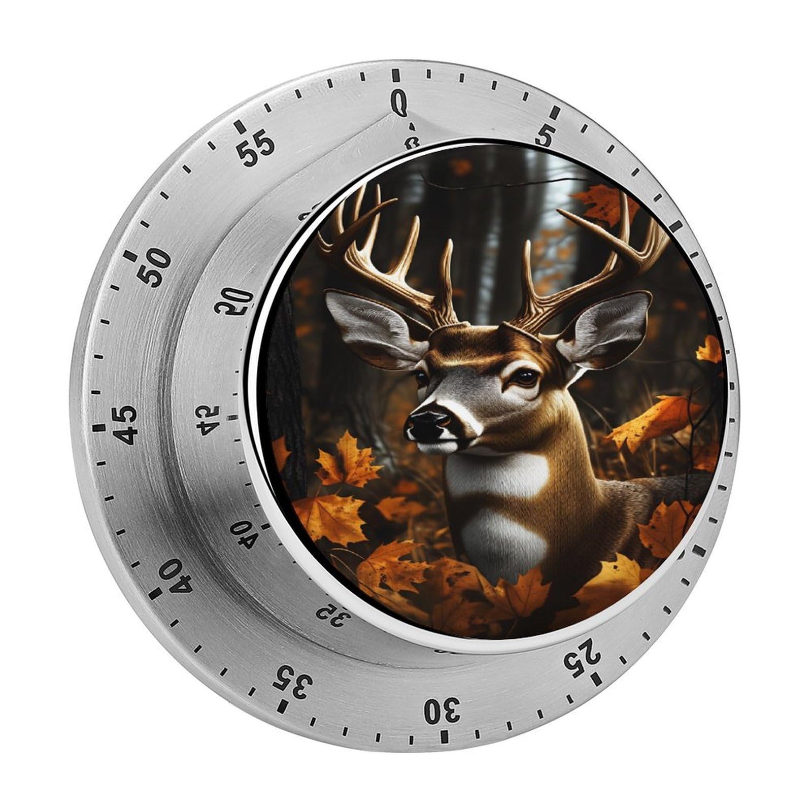 Deer Autumn Maple Wildlife 60 Minute Wind Up Timer,Visual Mechanical Magnetic Timer with Loud Alarm for Kitchen