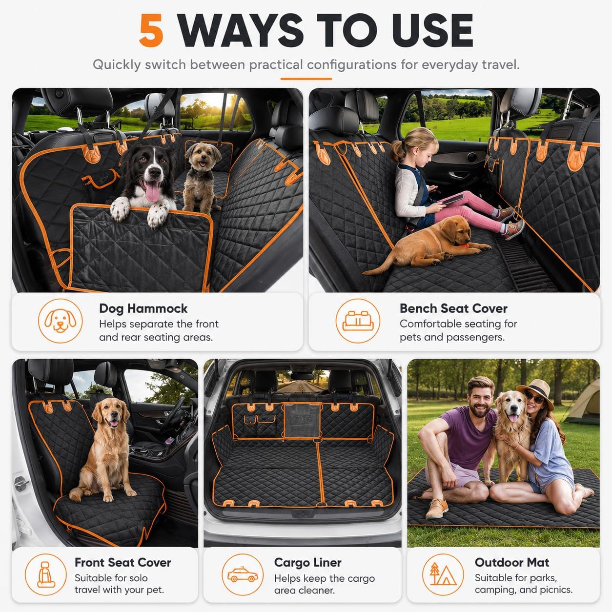 Telo per Cani per Sedile Posteriore per Citroen C3 Bj. 2009-2017