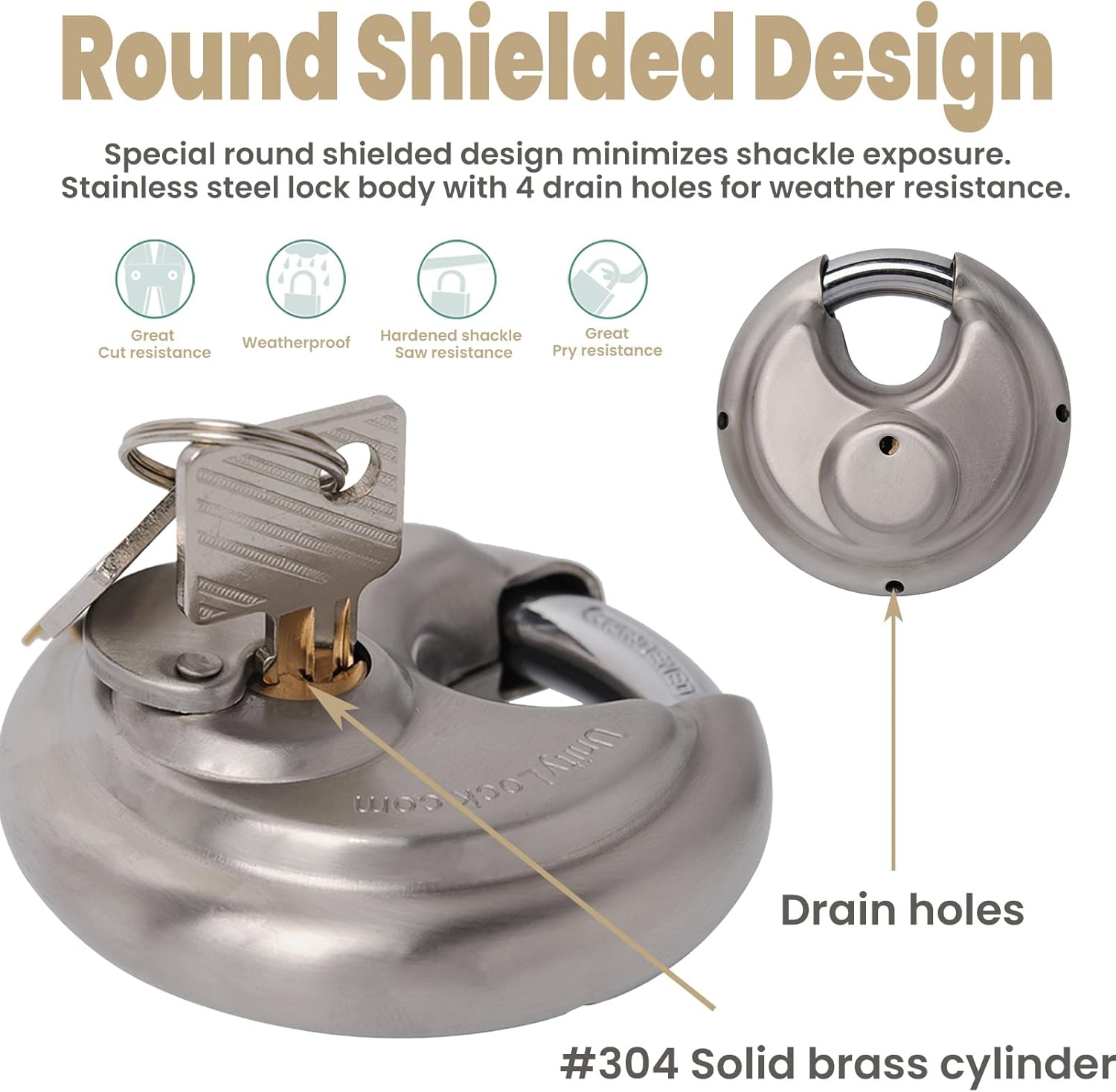 Unity Lock 2 3/4" 70mm Stainless Steel Discus Lock for Self Storage Unit Van Trailer Container, Multi Purpose Premium Manager Lock Same Keyed Alike (5) : Automotive