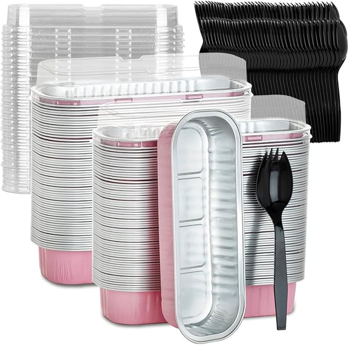 MOACOCK 100 Pack Aluminum Mini Loaf Pans, Aluminum Foil