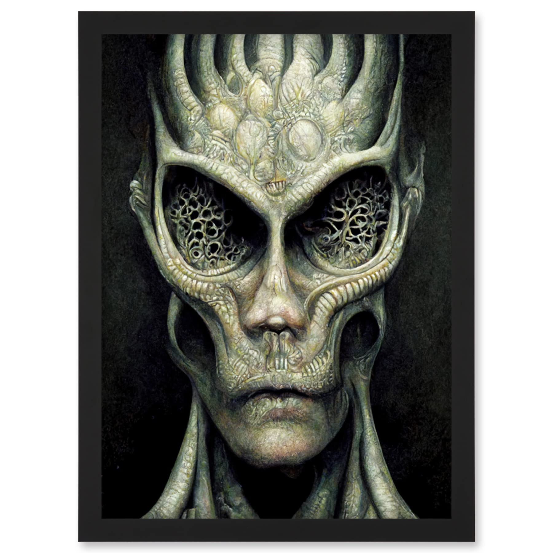 Artery8 Gray Alien Gothic Horror Dark Monochrome Wall Art PrintA4 Size from B&Q