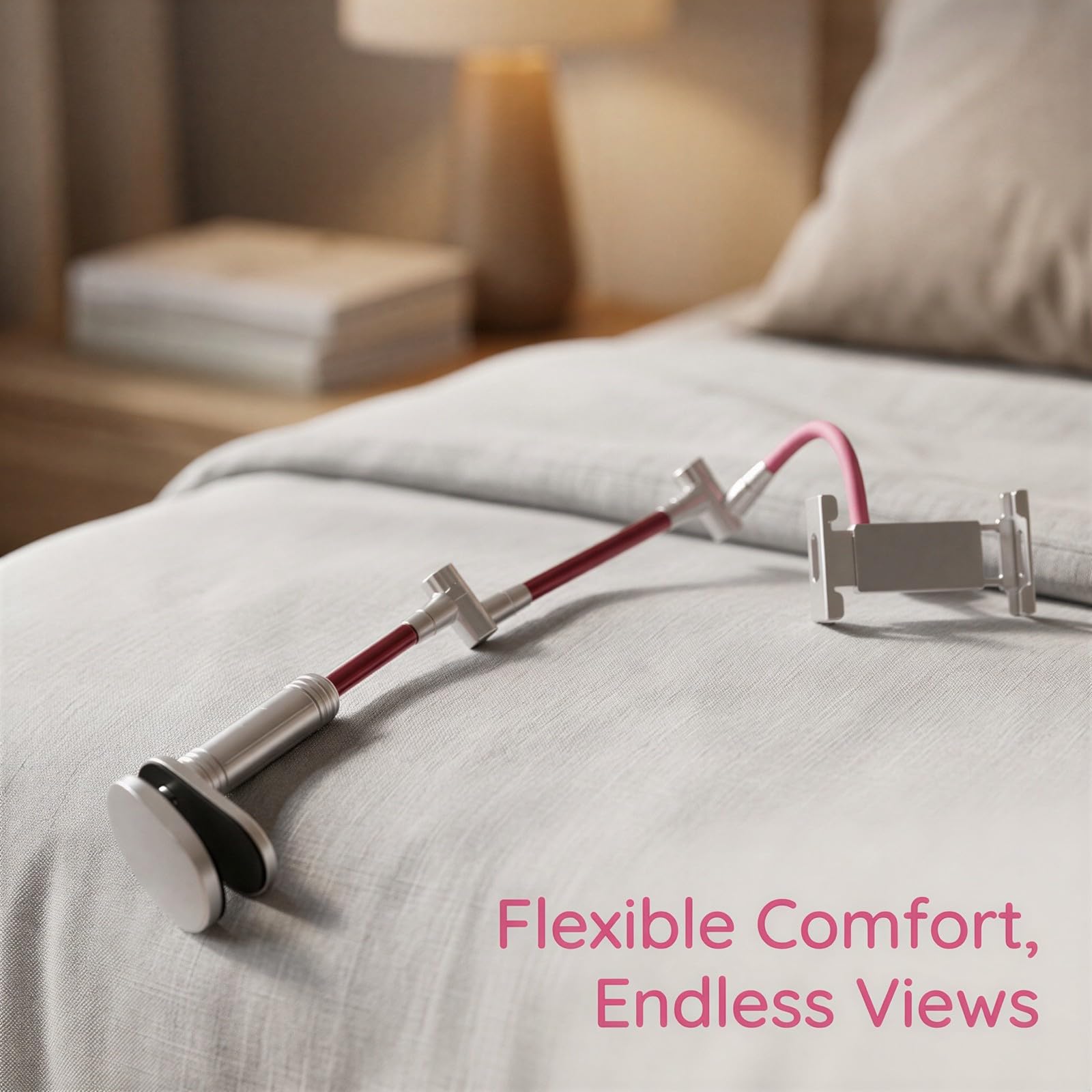 Support de Tablette Flexible, Bras Long pour lit et Bureau, Support Pince Rose pour téléphone, Rotatif à 360 degrés, Bras col de Cygne pour Films et Lecture, réglable et Pratique au Quotidien