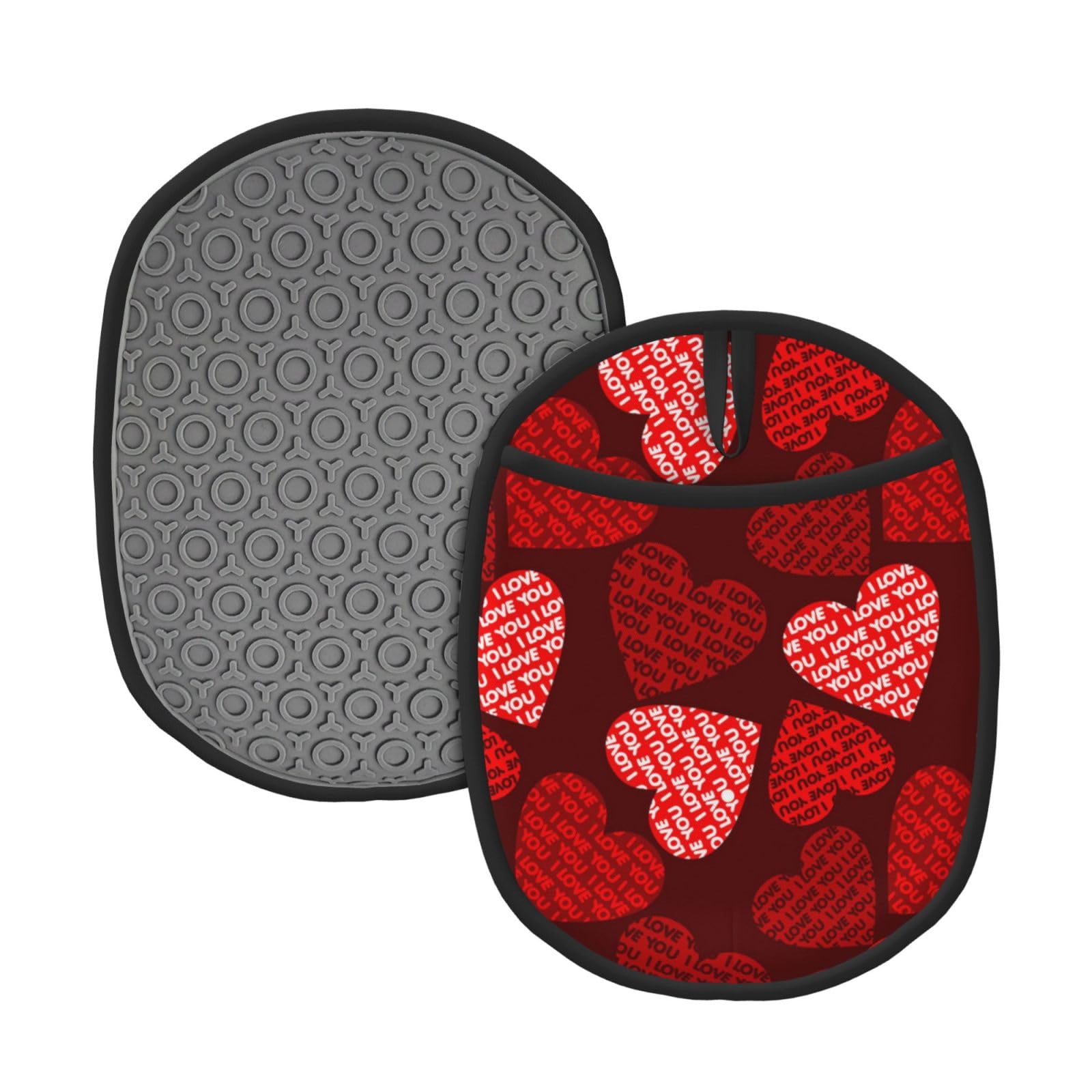 Red Hearts Pot Holders For Kitchen, Silicone Pot Mat Mitten Heat Oven Hot Pads With Pockets, For Kitchen Baking Cooking,19 Cm X 24 Cm1pack/2pack