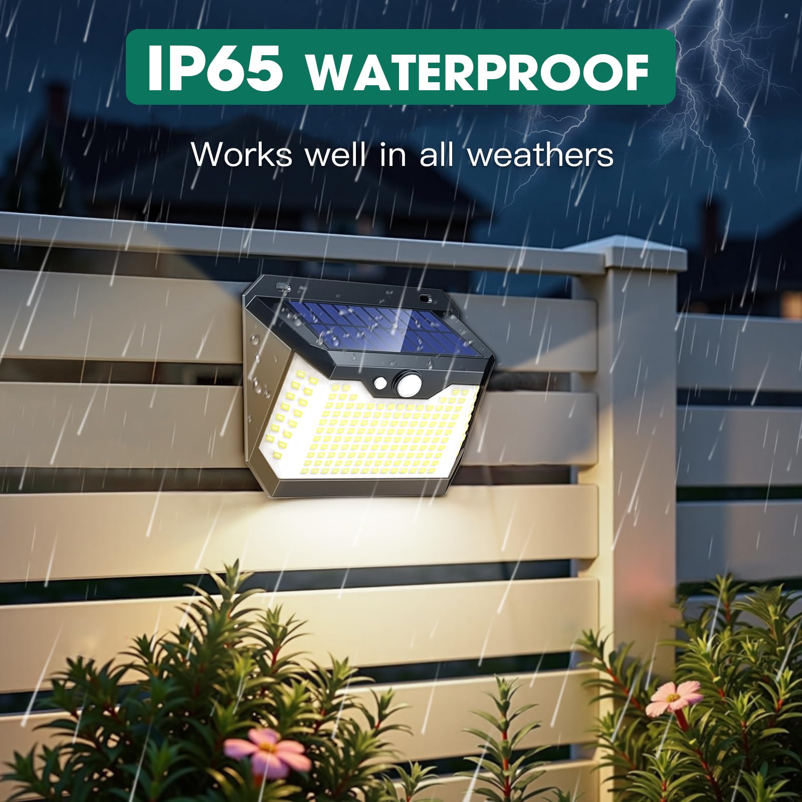 Philosun Lampada Solare da Esterno con Sensore di Movimento, Faretto LED da Esterno Solare 270°Illuminazione, Luci Solari da Giardino Potenti per Patio, Garage 4 Pezzi, Blanc Froid