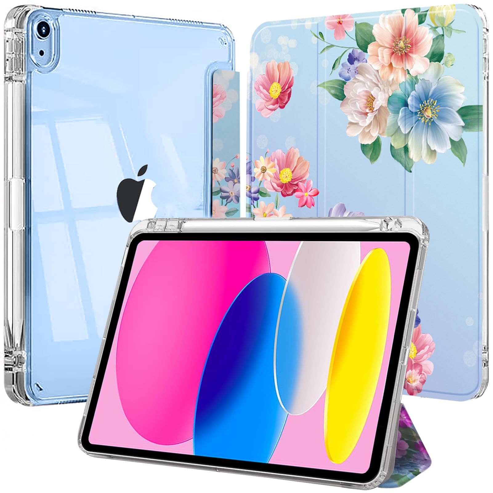 EspZanthic Hülle für iPad (A16) 11./10. Generation (2025/2022) mit Stifthalter und Weicher TPU Stoßstange, Klare Transparente Rückseite Schutzhülle Dünner Ständer Stoßfest Tablet