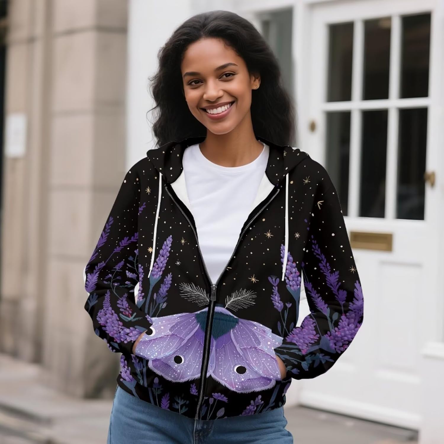 Women's Butterfly Hoodie Casual Hoodies Soft Tops Hooded Sweatshirts Long Sleeve Hoodies Jackets