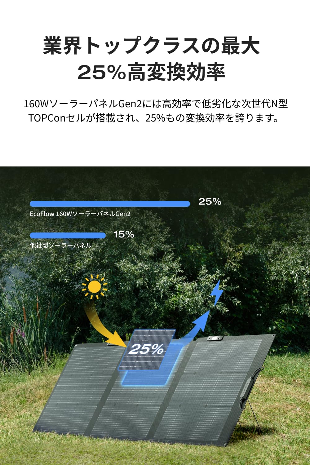 Amazon | EcoFlow 160W ソーラーパネル+ XT60i充電ケーブル + 延長