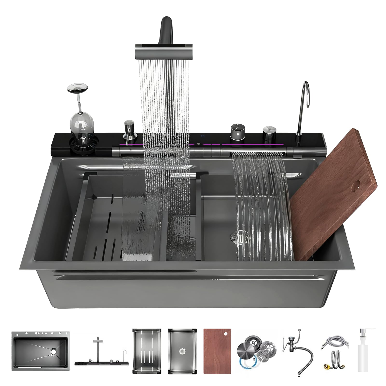 Photo 1 of COZHAO 33" Stainless Steel Kitchen Sink with Smart Faucet