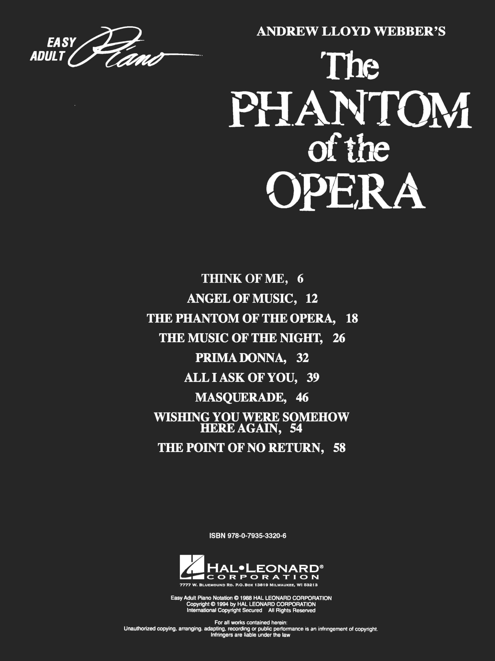 The phantom of the opera piano