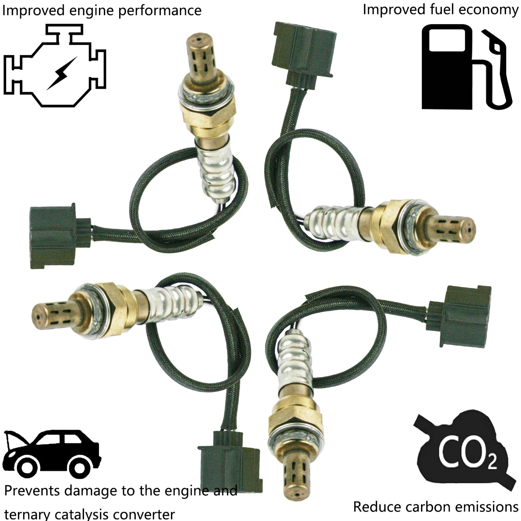 4pcs Oxygen O2 Sensor 234-4547 for Chrysler 200 2015, for Dodge Durango 2012-2013, for Cherokee 2014-2015, for Grand Cherokee Wrangler