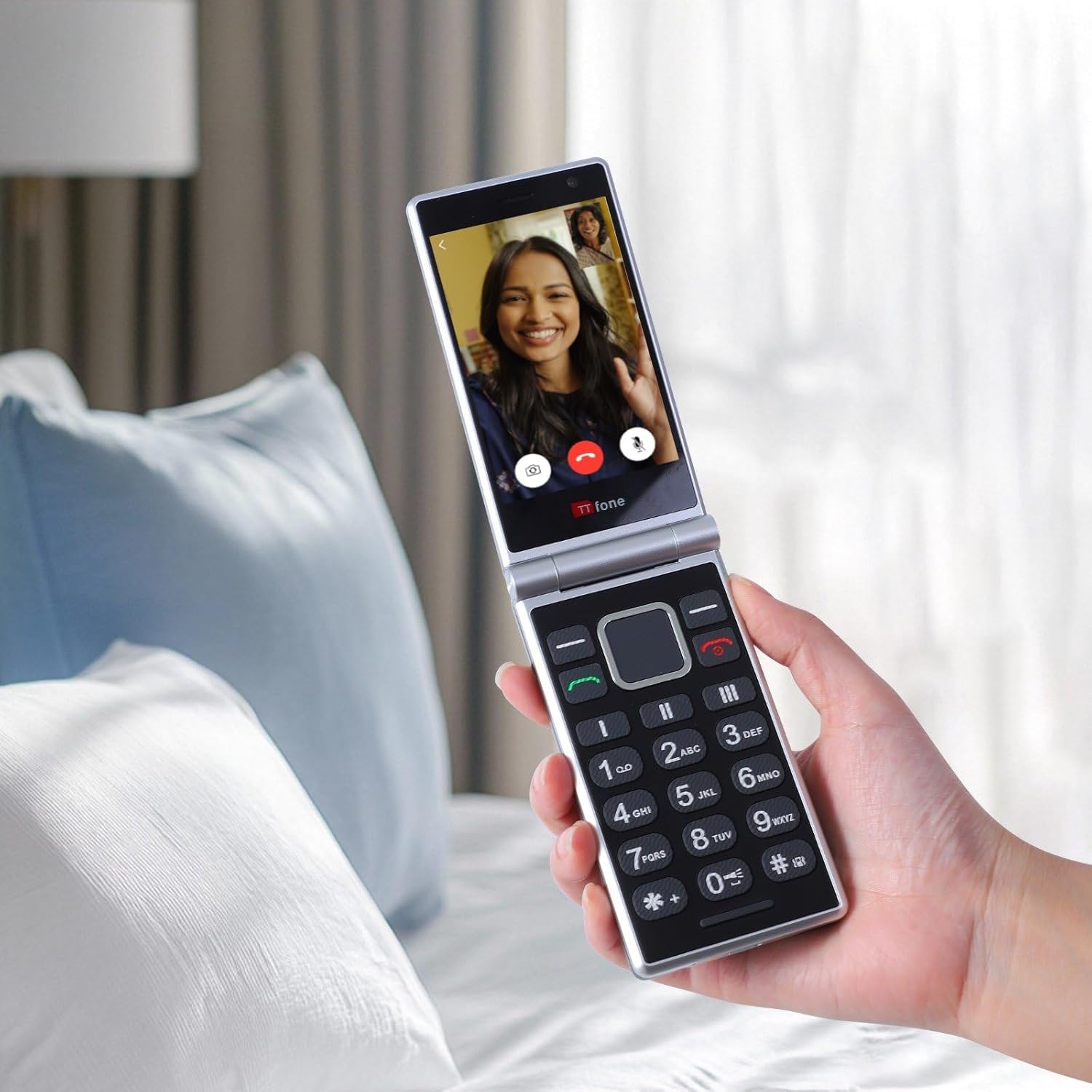 TTfone TT990 4G Klapphandy mit Android 14 (De-Googled), WhatsApp, 3,5" Touchscreen, SOS-Taste, große Tasten, 64GB