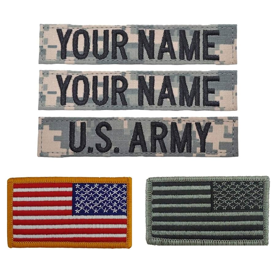 S　ACU NAME TAPE 4 Inch Kids ACU Name Tape and Patch Package with HOOK Fastener