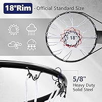 Vista 2 de MIUDGIG Reemplazo de llantas de baloncesto de 18 pulgadas, borde y red de separación resistentes, llantas universales profesionales de acero sólido