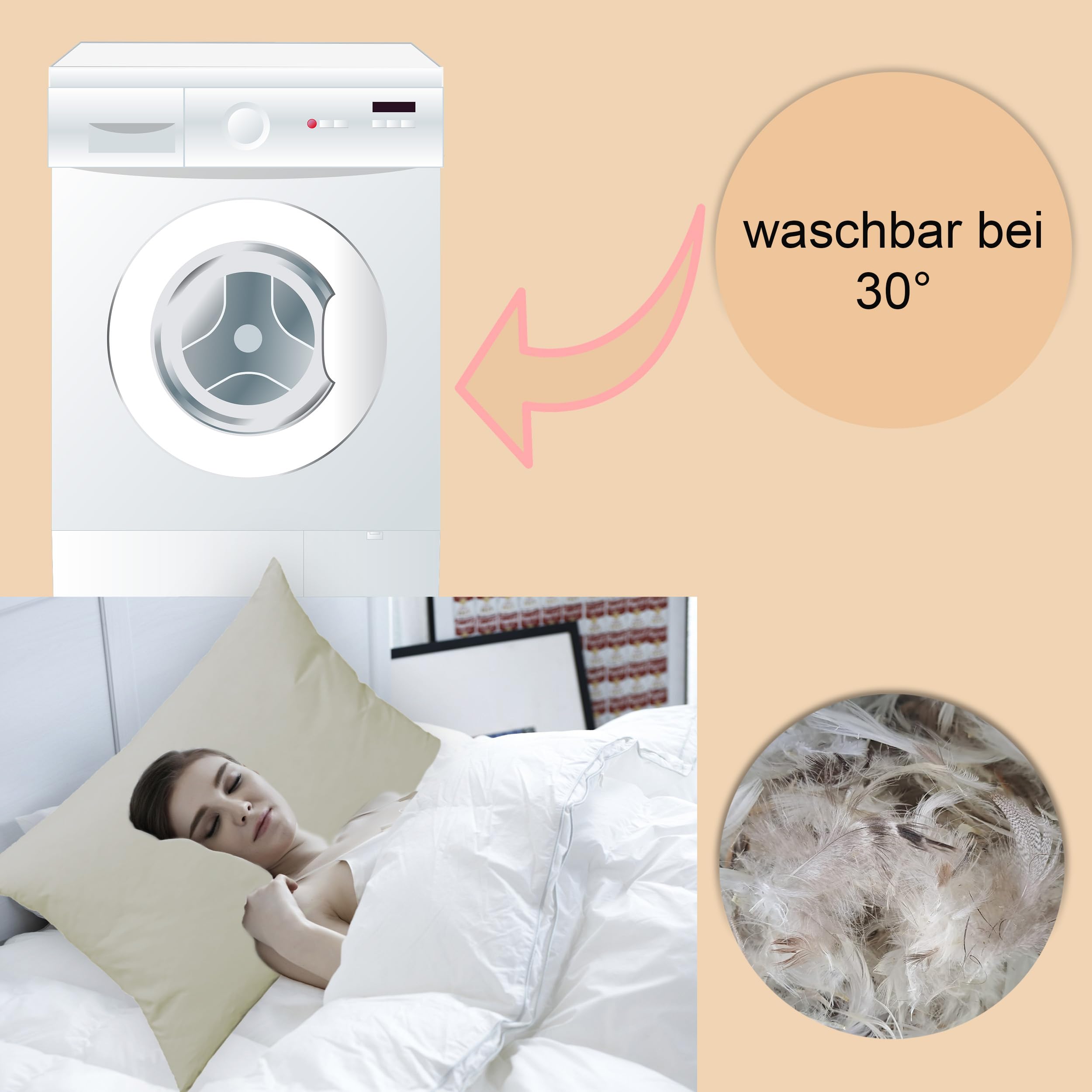 Federn 90x90 cm Füllkissen Federkissen Kopfkissen Deko Kissen Sofakissen Cocktailkissen