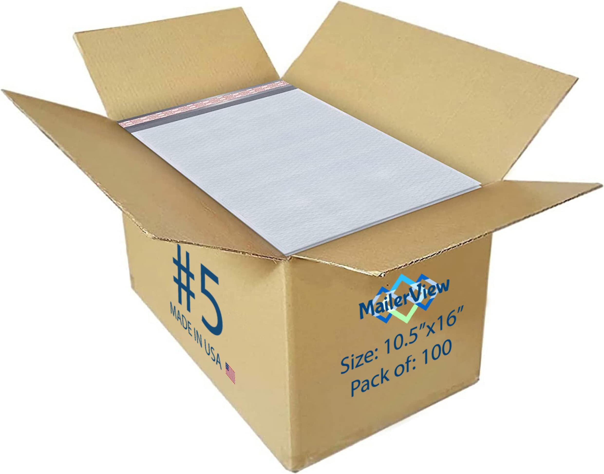 White 10.5x16 Inch Large Poly Bubble Mailers 5 Padded