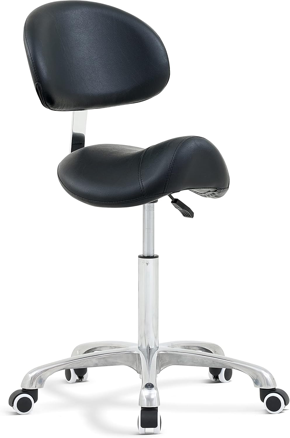 Antlu Saddle Stool Chair with Back Ergonomic Rolling Esthetician Seat for Salon Tattoo Shop Spa Home Dentist Clinic (with Backrest, Black) With Backrest Black