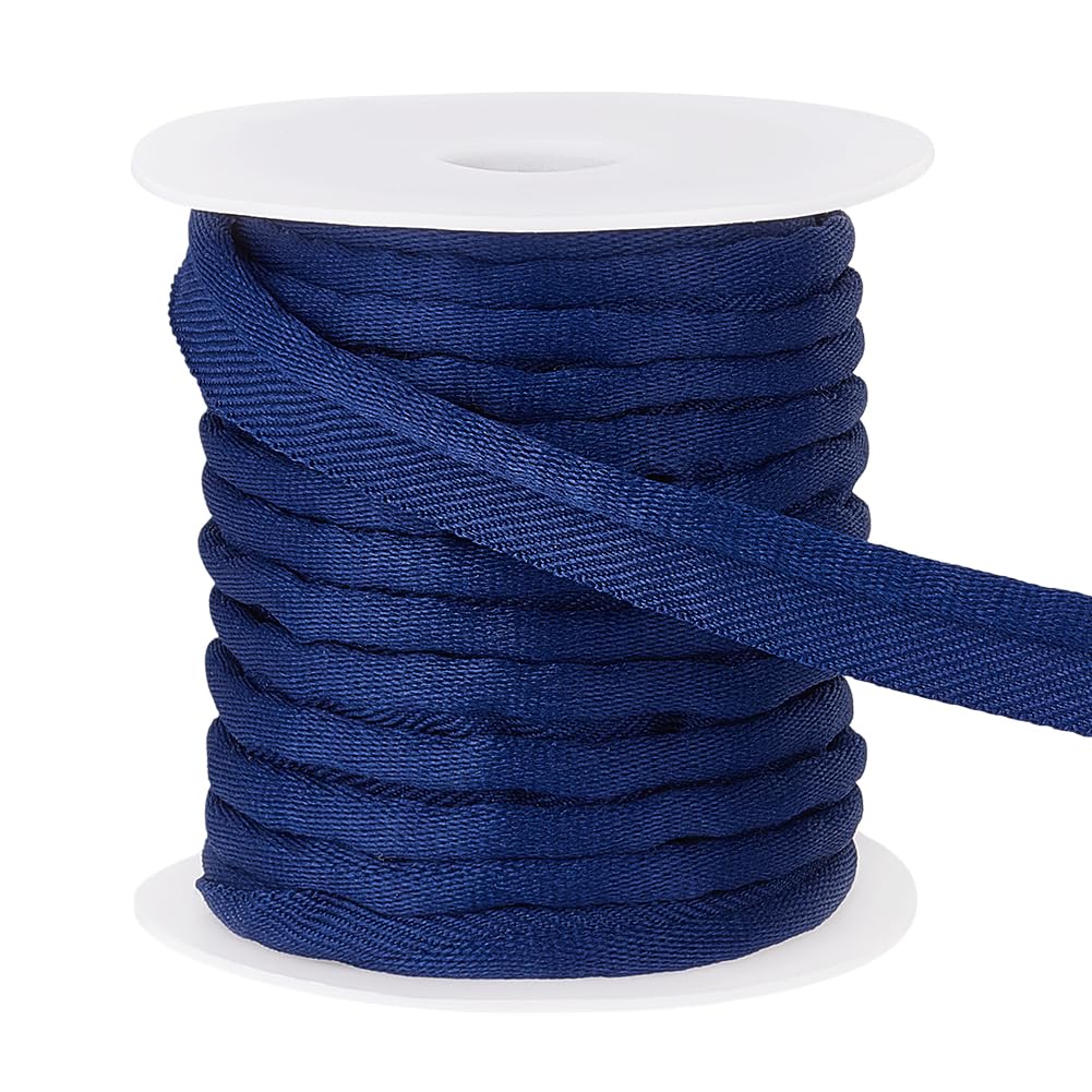 BENECREAT 13.7m/15Yard Blue Piping Cord Trim, 15mm/5/8 inch Wide Polyester Bias Tape Piping, Binding Lip Cord Trim for Sewing Dresses, Clothes, Cushions, Slipcovers, DIY Home Decoration