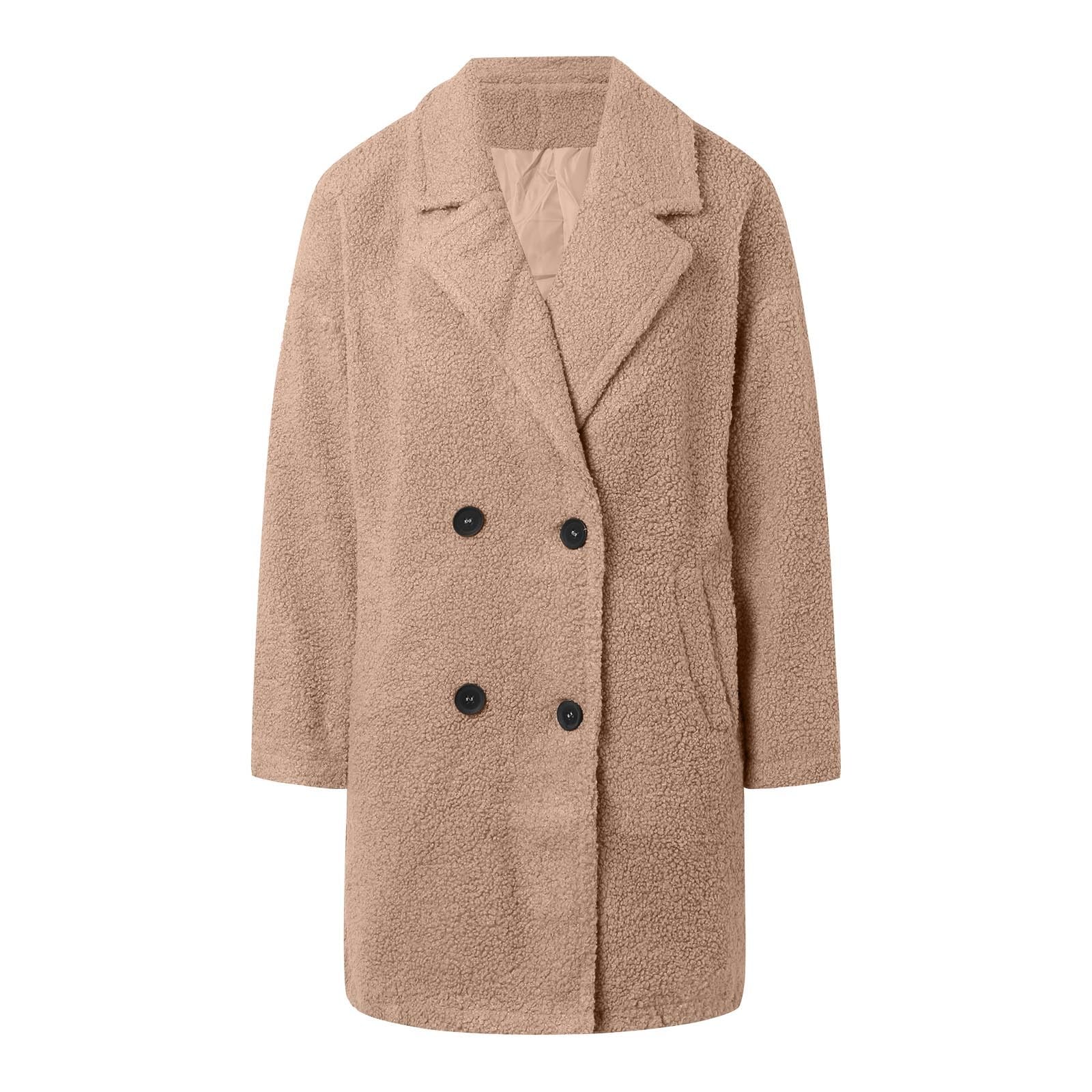 Trenchs Moelleux pour Femmes pour Femmes 2024 Manteau à Manches Longues à Revers Veste Polaire Vêtements d'extérieur décontractés à la Mode Grosse Veste Bouffante