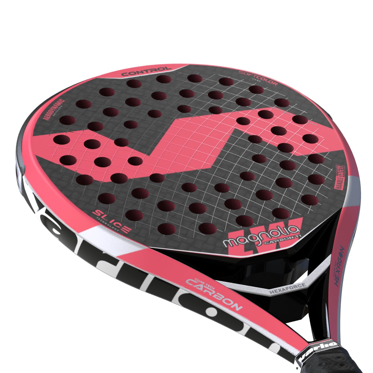Varlion Padel Racket LW Carbon Ti Magnolia, Round Shape for Advanced Control with Summum Technology & Softcolor EVA Core