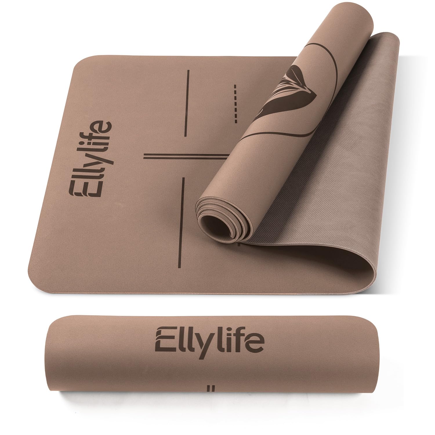 Ellylife Tappetino da Yoga Mat Antiscivolo e Assorbente in Eco PU e Gomma Naturale, 5 mm, con tracolla, per Fitness, Pilates e Workout in Home Gym, 183×61 cm e 190×68 cm