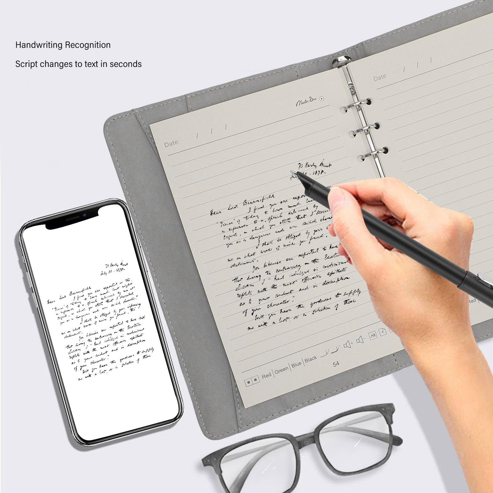 Cocoarm Stylo Intelligent et Carnet de Notes, Technologie de Synchronisation en Temps Réel, Reconnaissance de l'écriture Manuscrite, Prise de Notes Numériques, adapté aux étudiants et aux