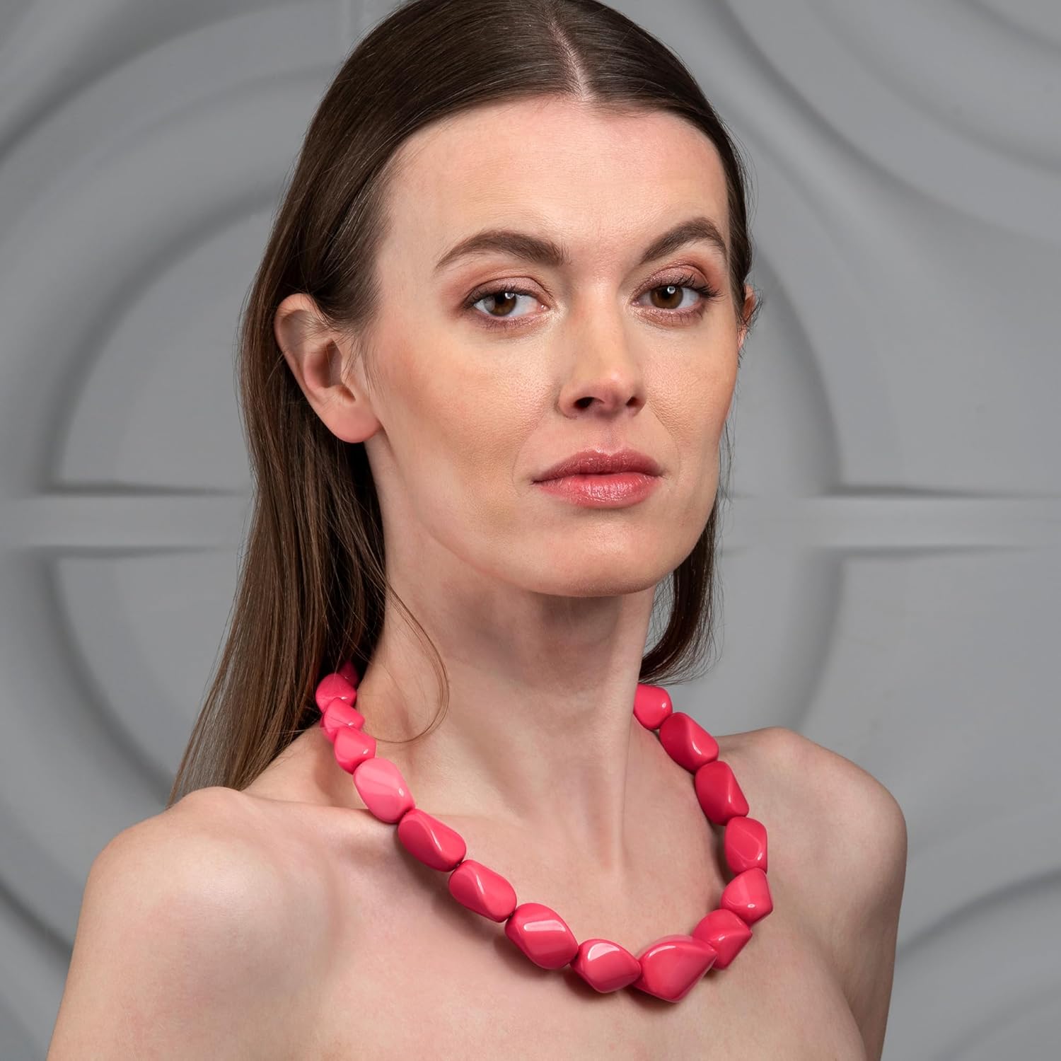 ZAVANA 22 inches Long Statement Necklace for Women, Handmade Boho Chic Chunky Necklace for Women with Coloured Twisted Resin Links, Unusual Colouful Bohemian Costume Jewelry for Women