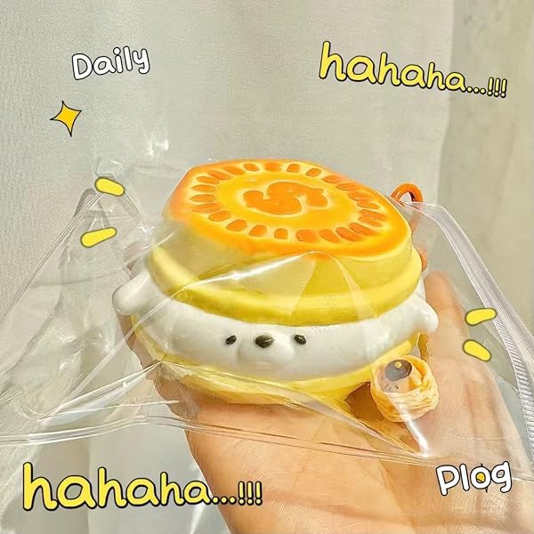 Rich Peach スクイーズ シリコン製リアルな玩具 高弾性 手触り柔らかく パーティーの記念品やストレス解消用のおもちゃに最適 面白いクリエイティブおもちゃ 触感いい 握る玩具 感覚おもちゃ 子供 大人兼用 (イエローの子犬, 萌えペットグルメ) - 3