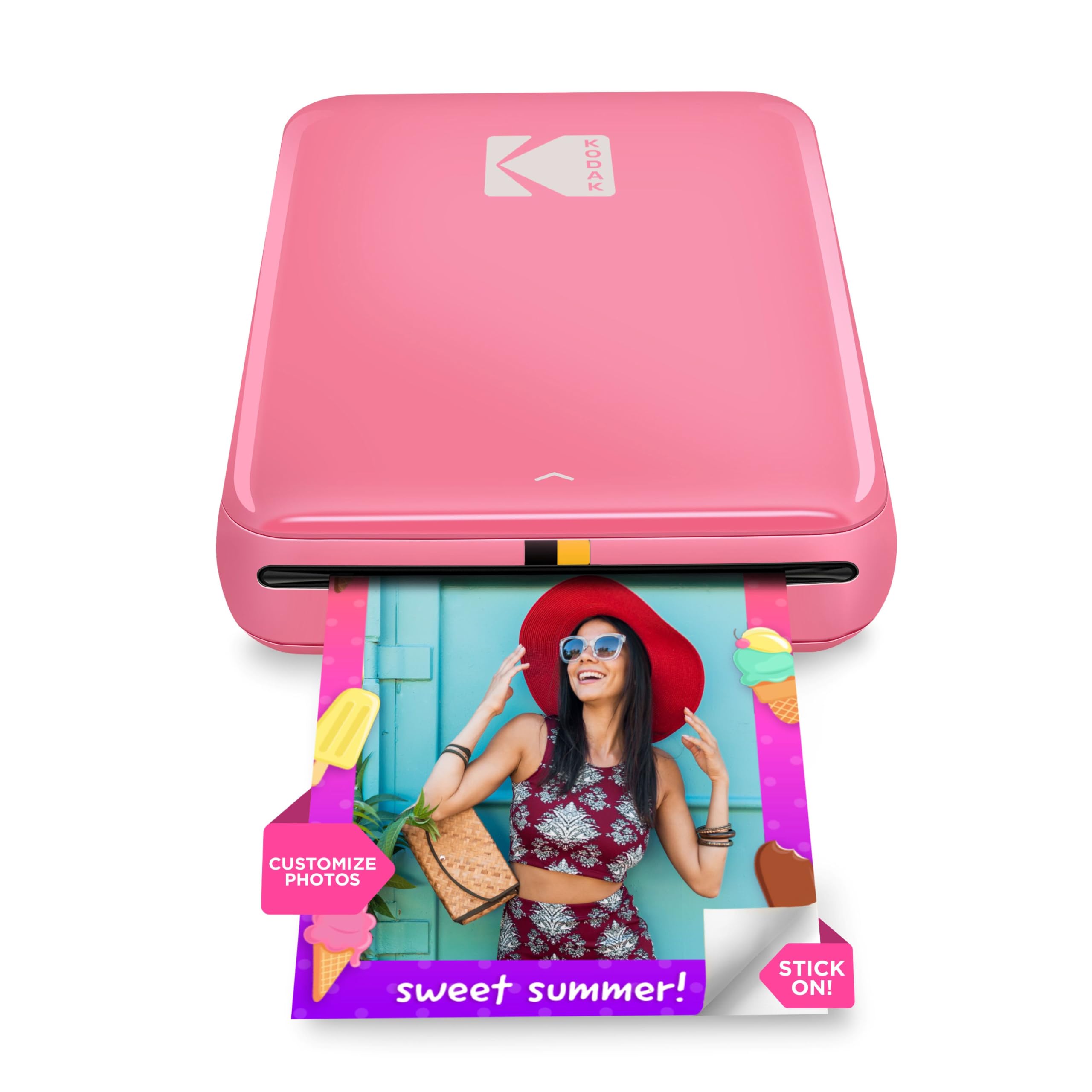 KODAK Step Instant Smartphone Photo Printer - Wireless Mini Color Laptop - Zink 2x3" Sticky Photos - Bluetooth Compatible with iOS and Android - Fun Editing App - Pink
