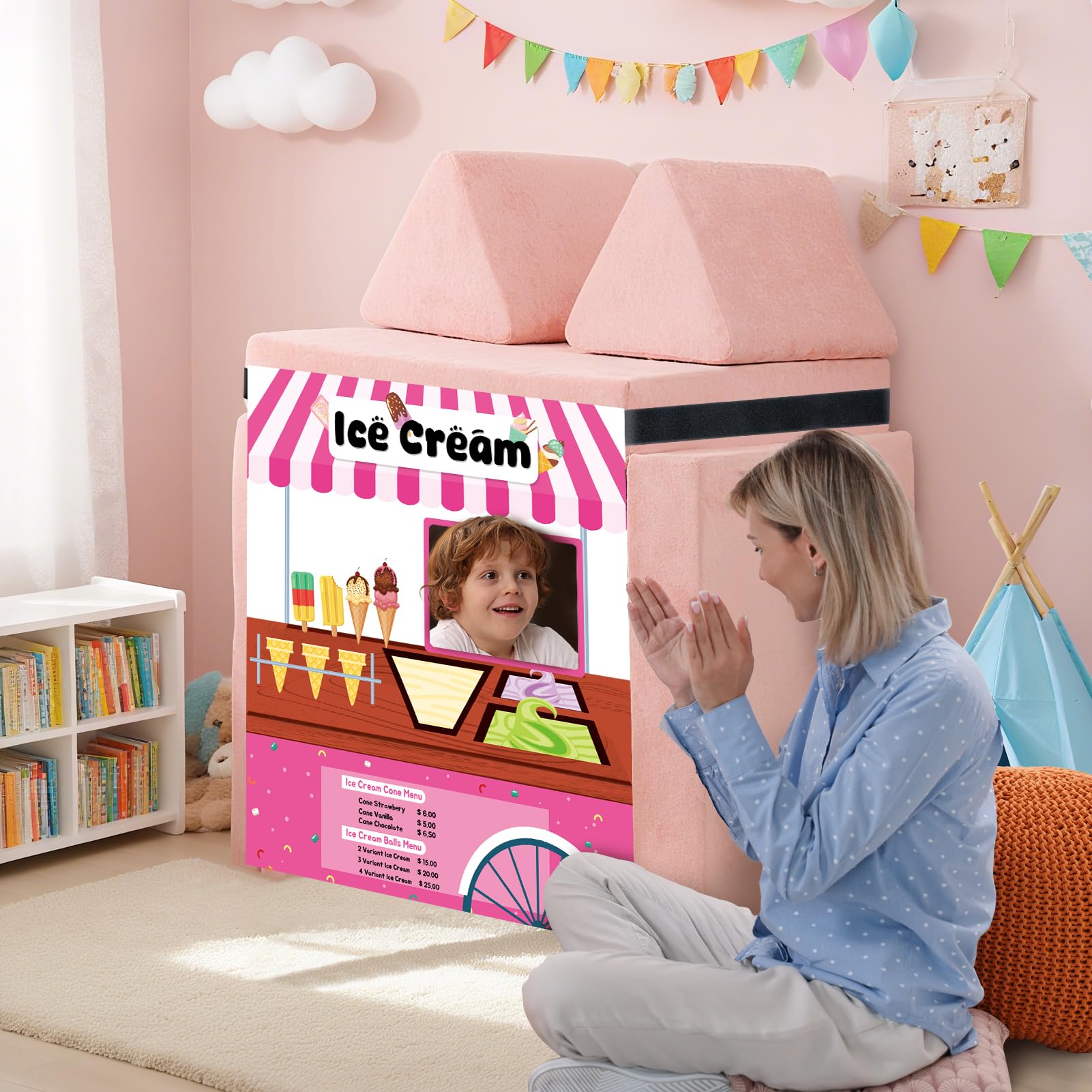 Panel de juego de 4 piezas para sofá de espuma para niños, sofá modular de juegos en casa para niños pequeños (sofá de juego no incluido) 7