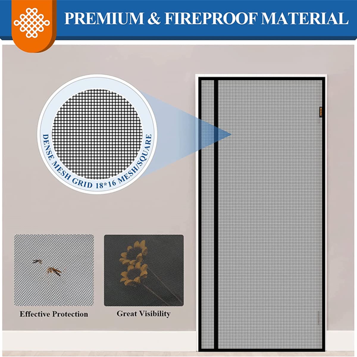 Moustiquaire Magnétique Fenetre, 140x140 Cm Prévenir Les Moustiques Profitez De L'été En Toute Sérénité Facile à Installer Pour Couloirs, Fenetres, Patio, Noir P