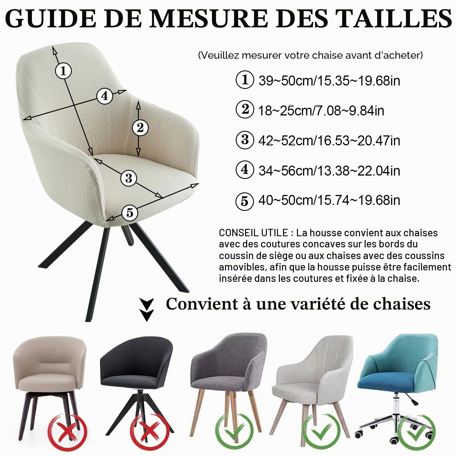 Lot de 2/4 housses de chaise avec accoudoirs en jacquard extensibles et lavables universelles pour salle à manger, hôtel, salon, décoration de mariage (gris clair, lot de 4)