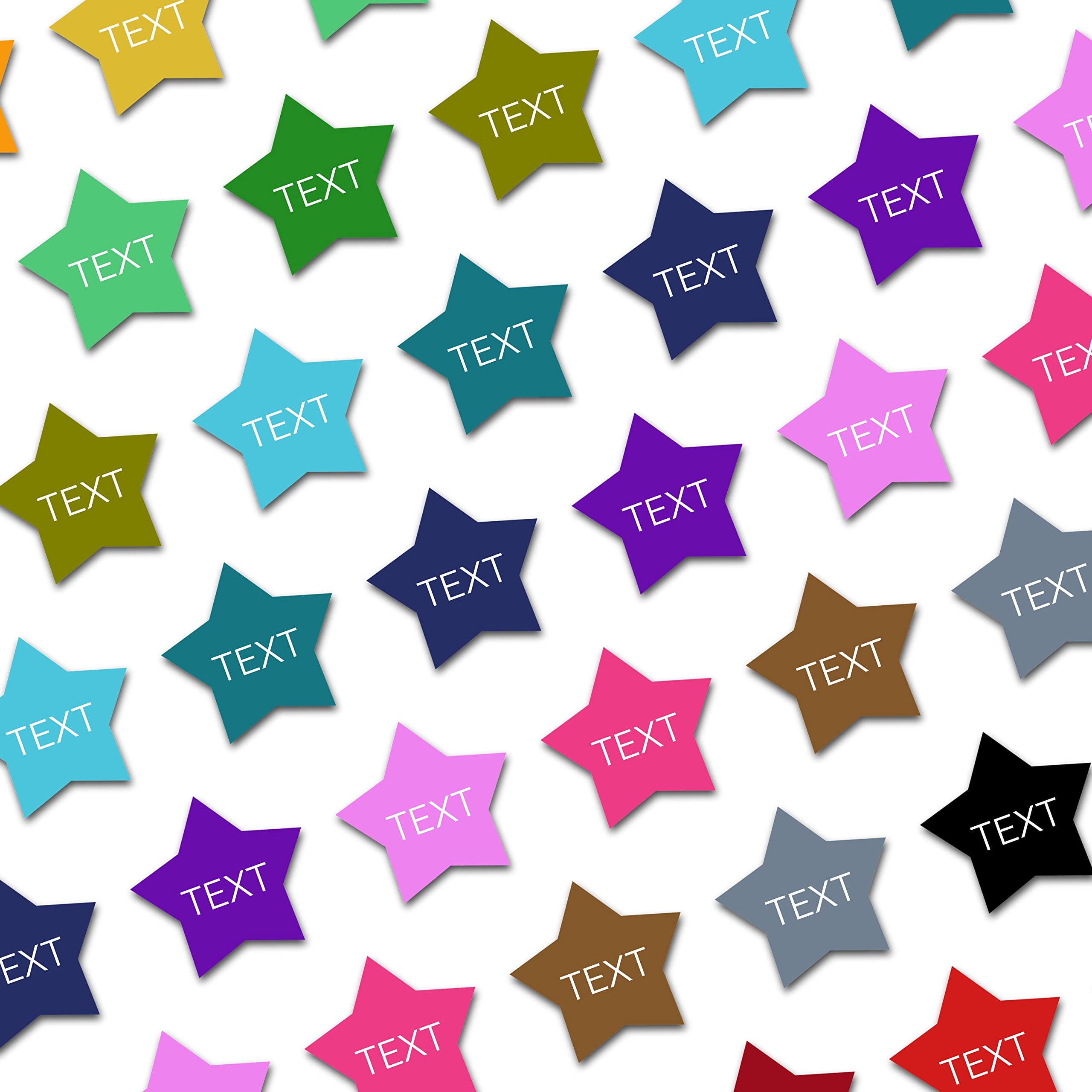 Personalized 0.5” Star Stickers - Star Labels with Your Own Custom Color and Text