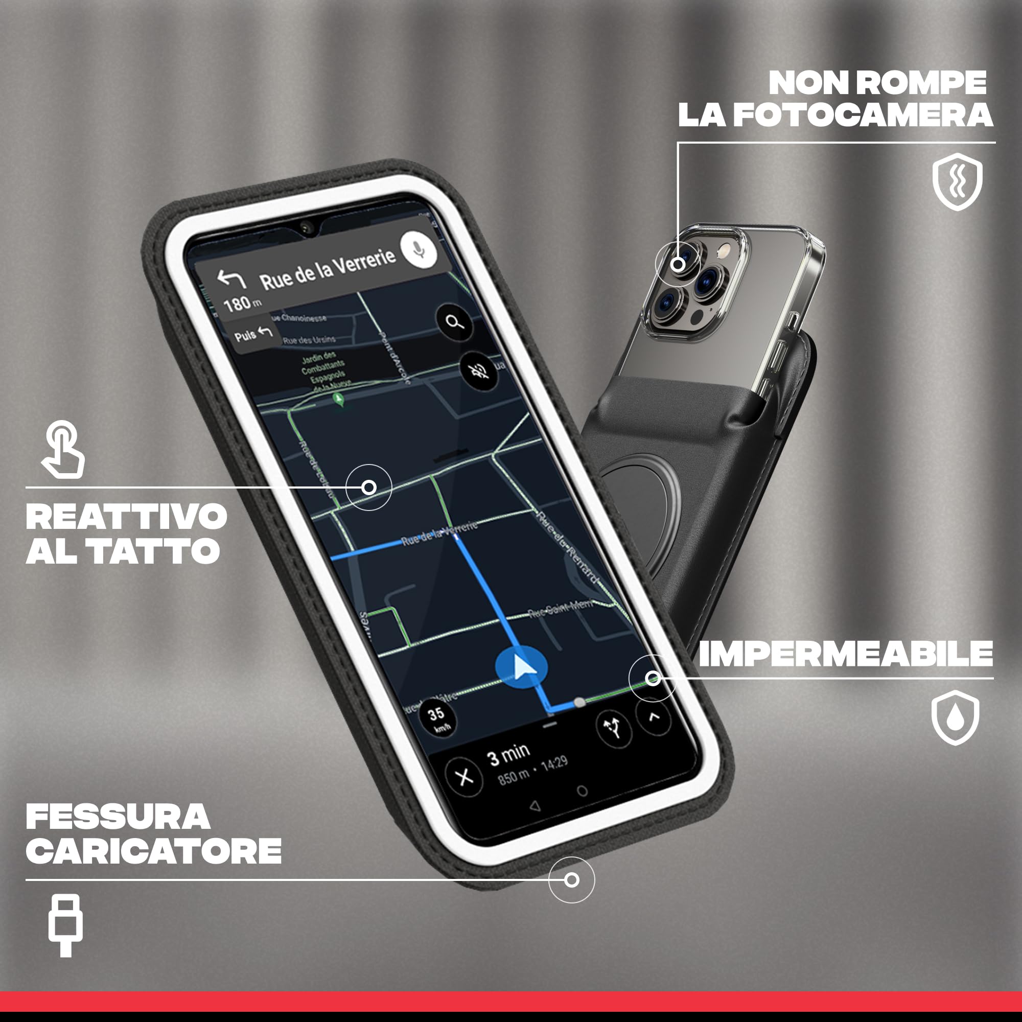 SHAPEHEART Innovazione francese,Porta cellulare scooter moto PRO con tasca magnetica,Rotazione di 360°Anti Vibrazione,Porta telefono scooter per specchietto retrovisore,Supporto cellulare Impermeabile