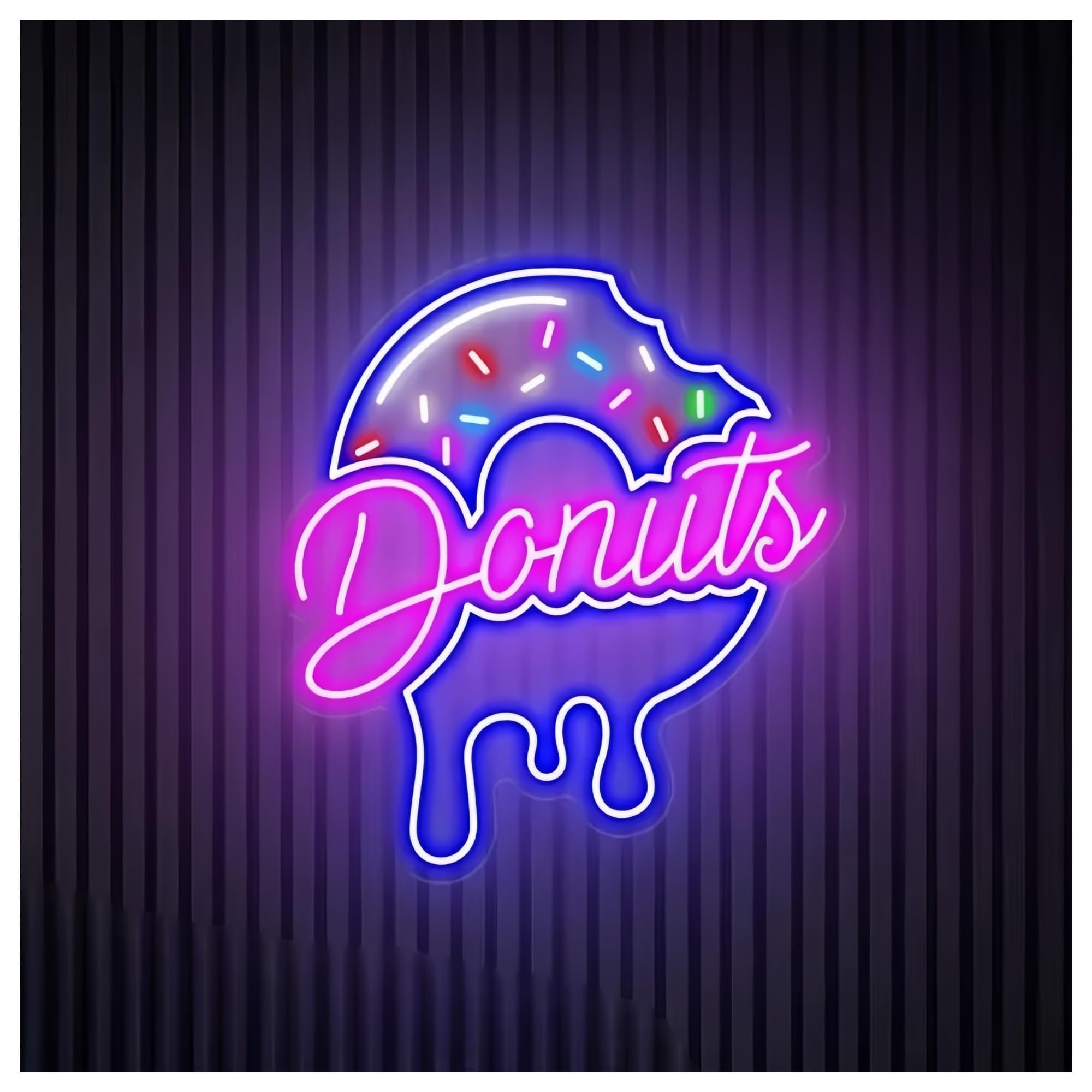 SHOUXI Sign Lamp Donuts Neon Sign Light Dimmable for Donuts Shop Food Restaurant Business Kitchen Dining Room Wall Decor(E,50cm)