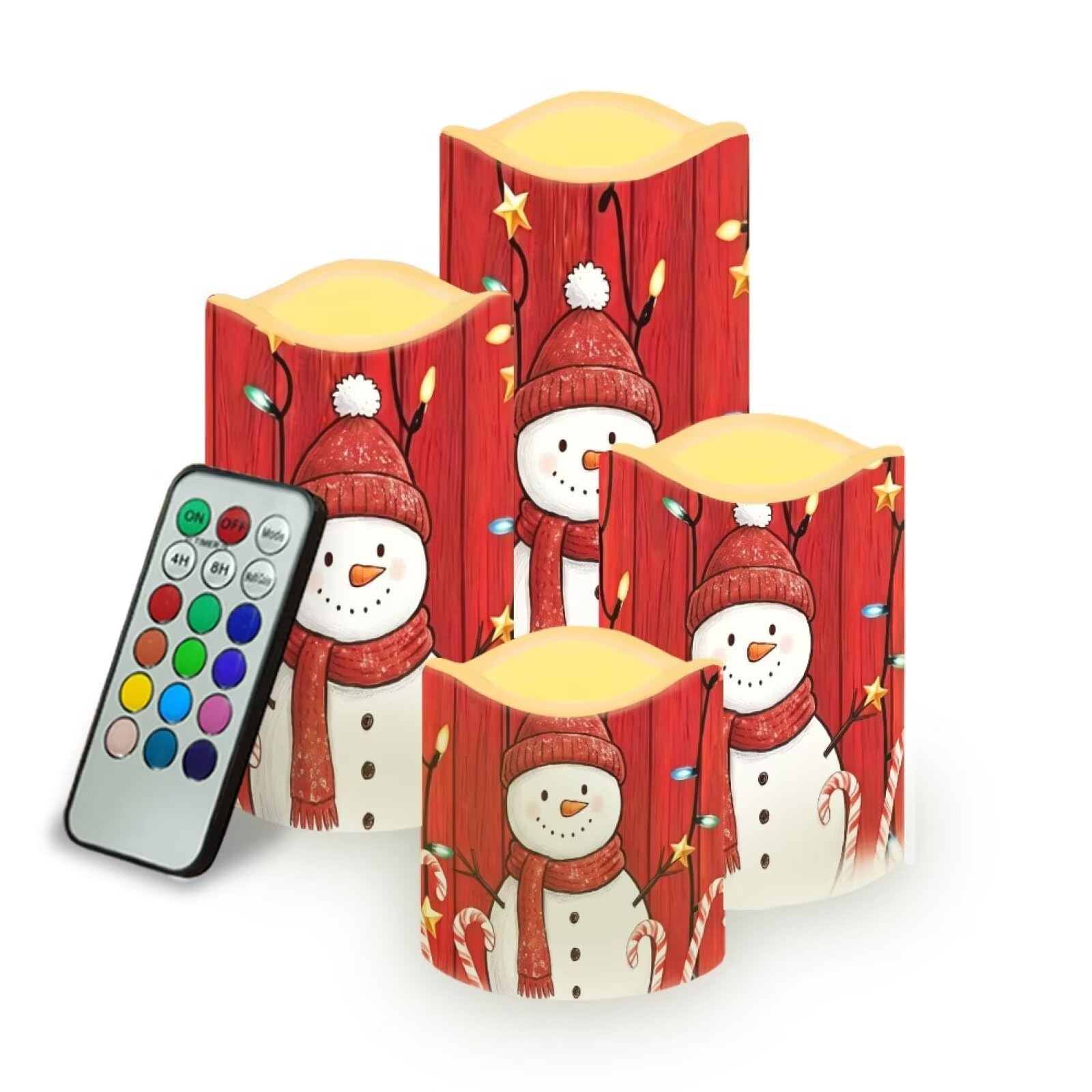 Christmas Snowman Color Changing Flameless LED Candles Set of 4