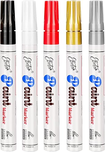 KGODGL Bolígrafos de pintura paquete de 5 marcadores de pintura permanentes a base de aceite varios colores que nunca se desvanecen de secado rápido